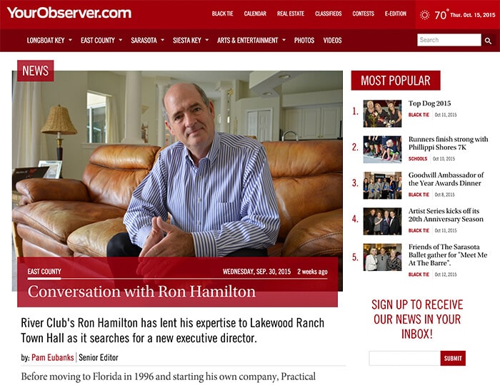 Sarasota Observer Interview with Ron Hamilton of Practical HR Solutions
